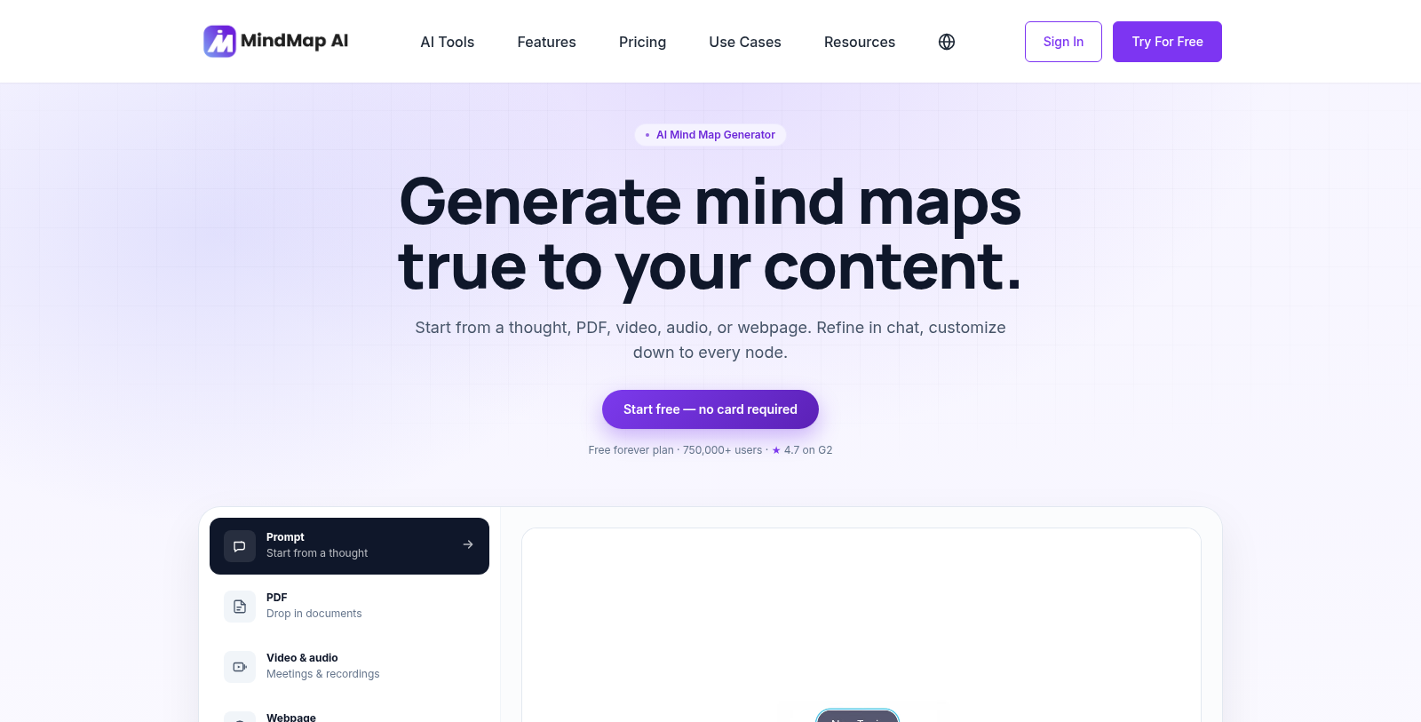 MindMap AI Screenshot - Interface Preview