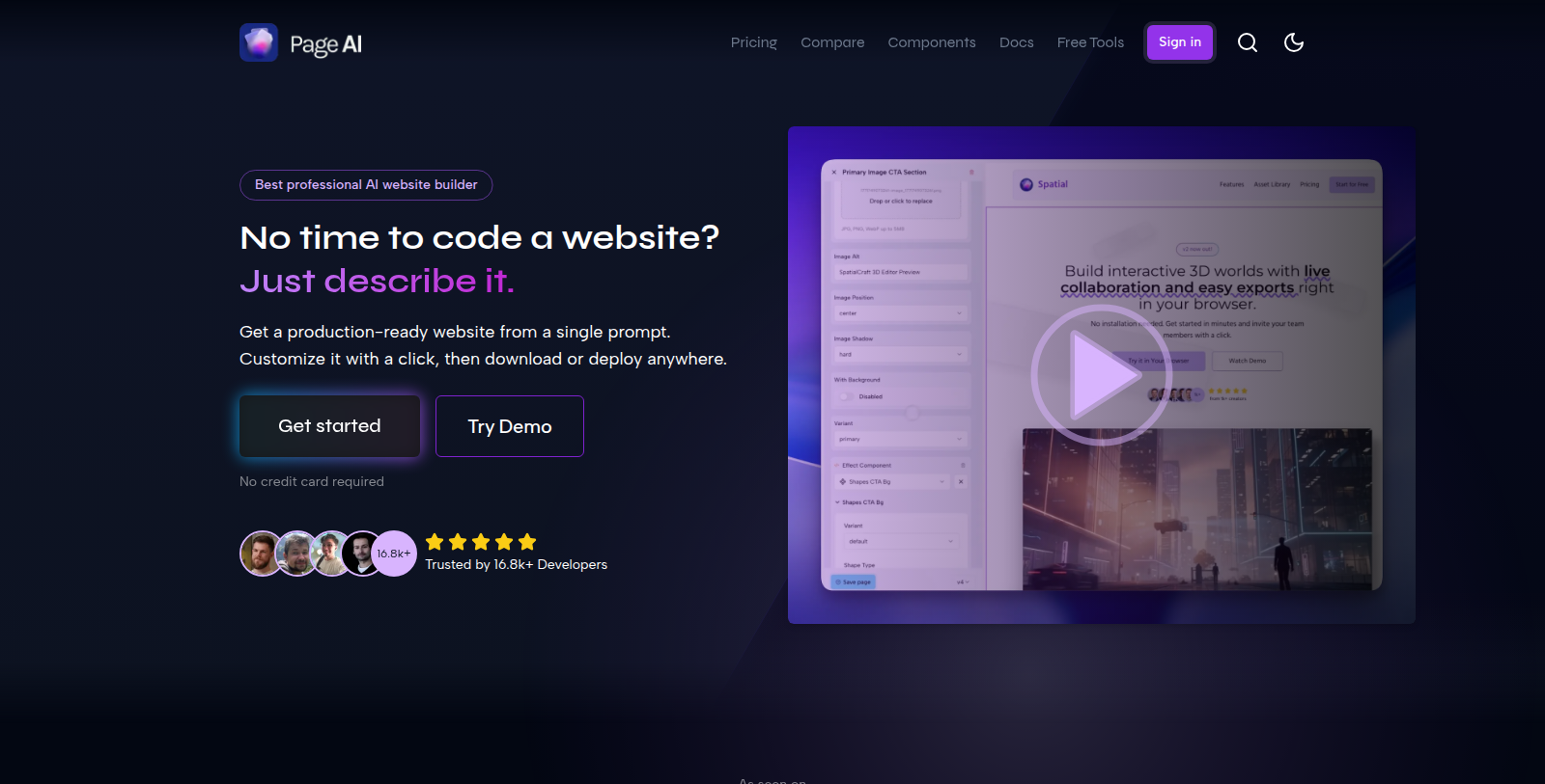 PageAI Screenshot - Anteprima dell'interfaccia