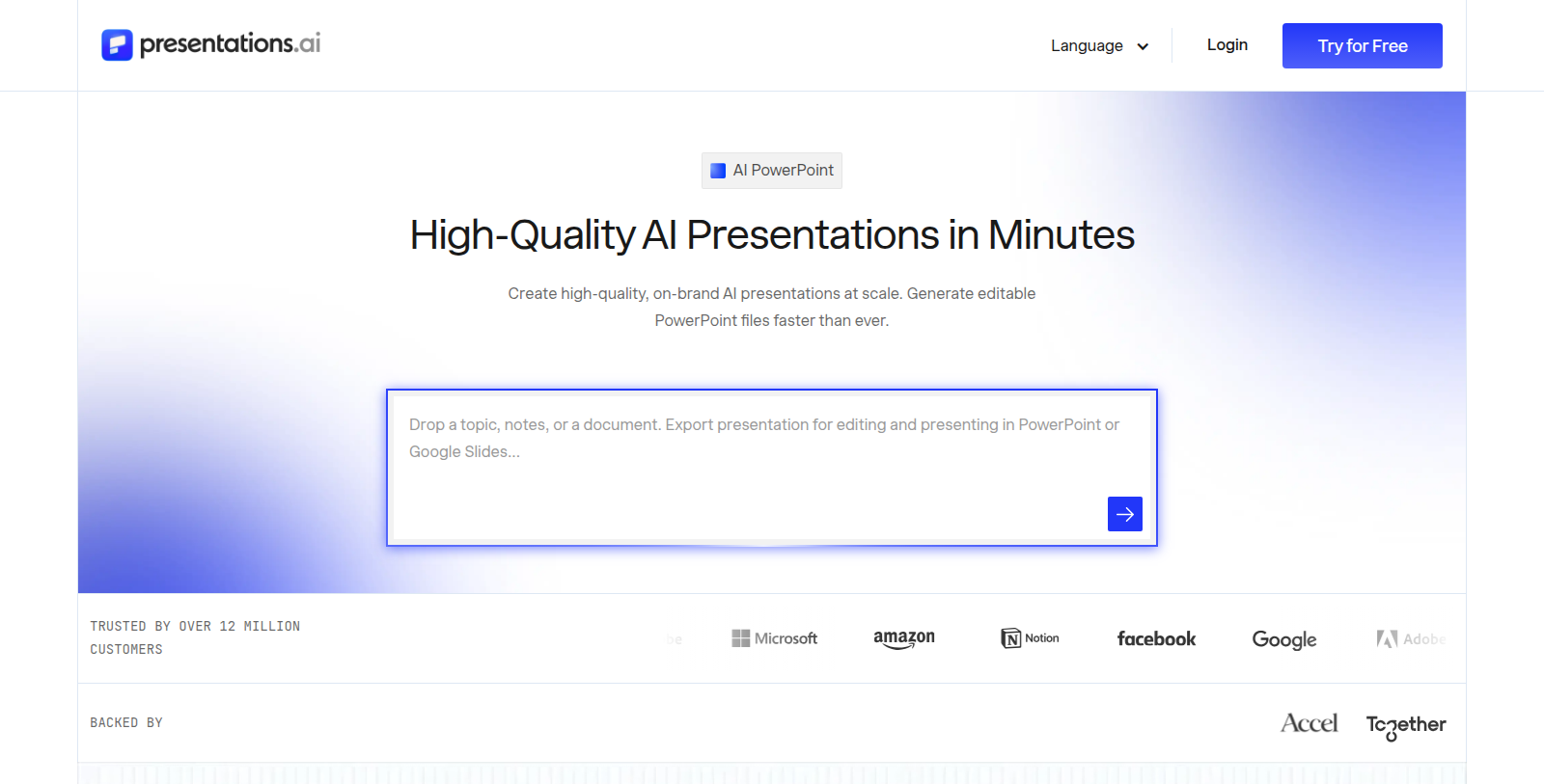 Presentations.AI स्क्रीनशॉट - इंटरफ़ेस पूर्वावलोकन