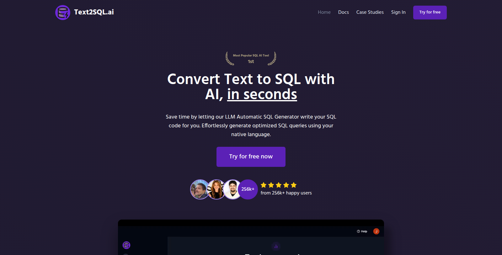 Text2SQL.ai Screenshot - Schnittstellenvorschau
