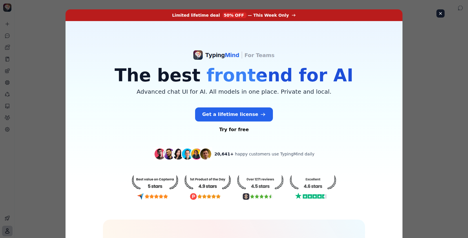 TypingMind Screenshot - Interface Voorbeeld