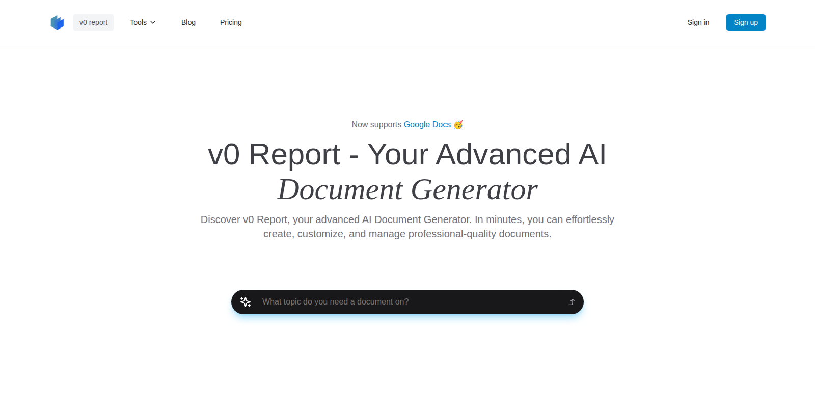 v0 Report Screenshot - Interface Preview