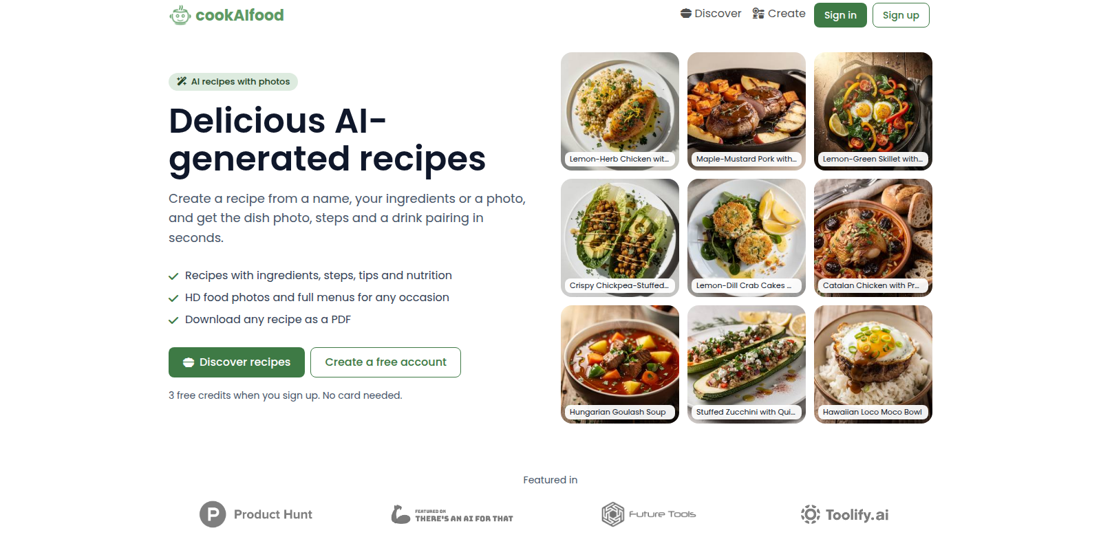 cookAIfood Снимка - Преглед на интерфейса