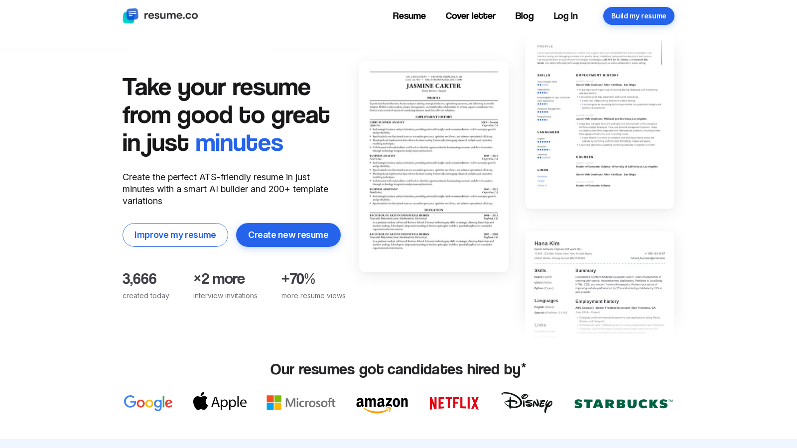 Resume.co Screenshot - Interface Voorbeeld