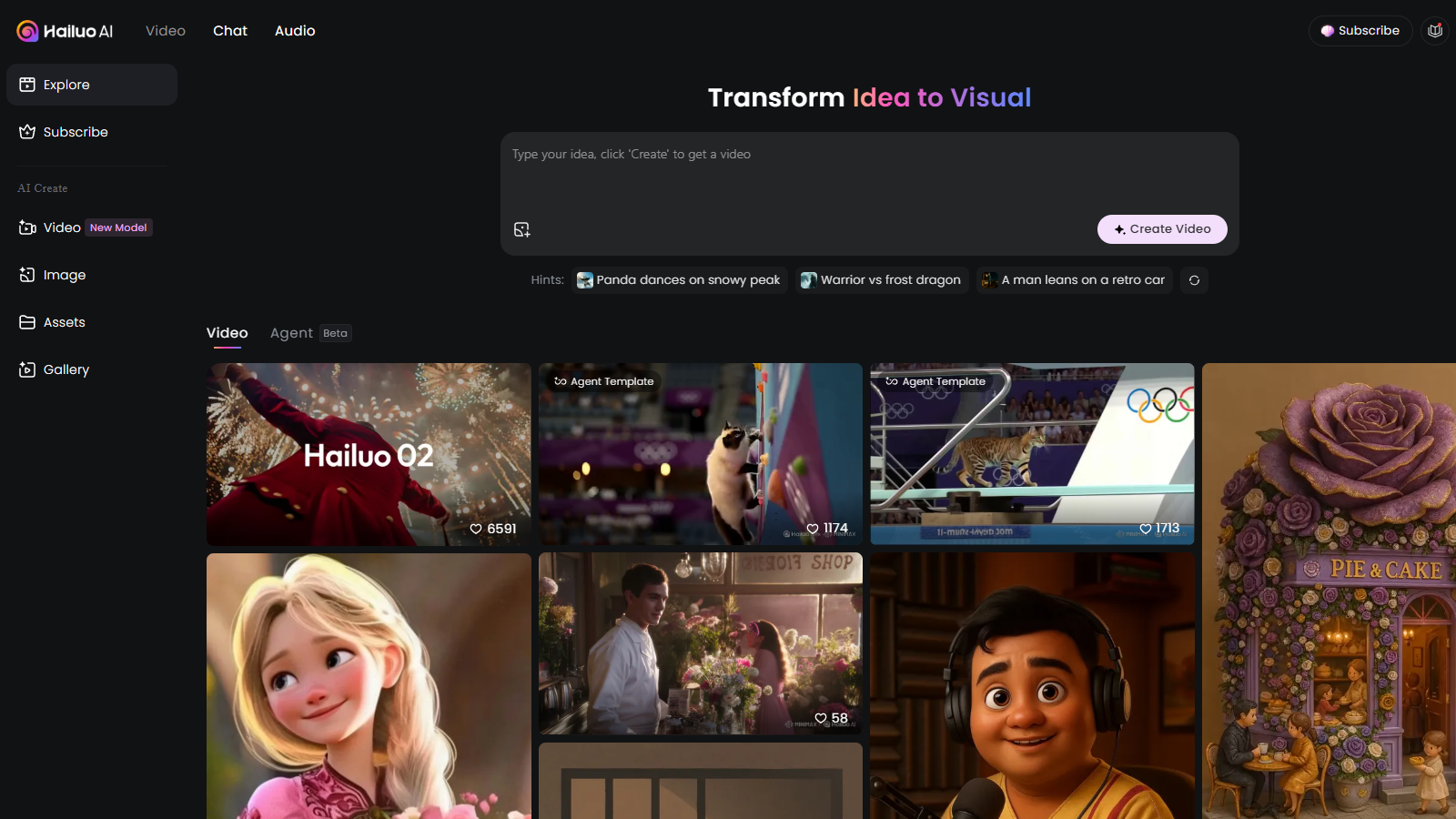Hailuo AI Screenshot - Interface Voorbeeld