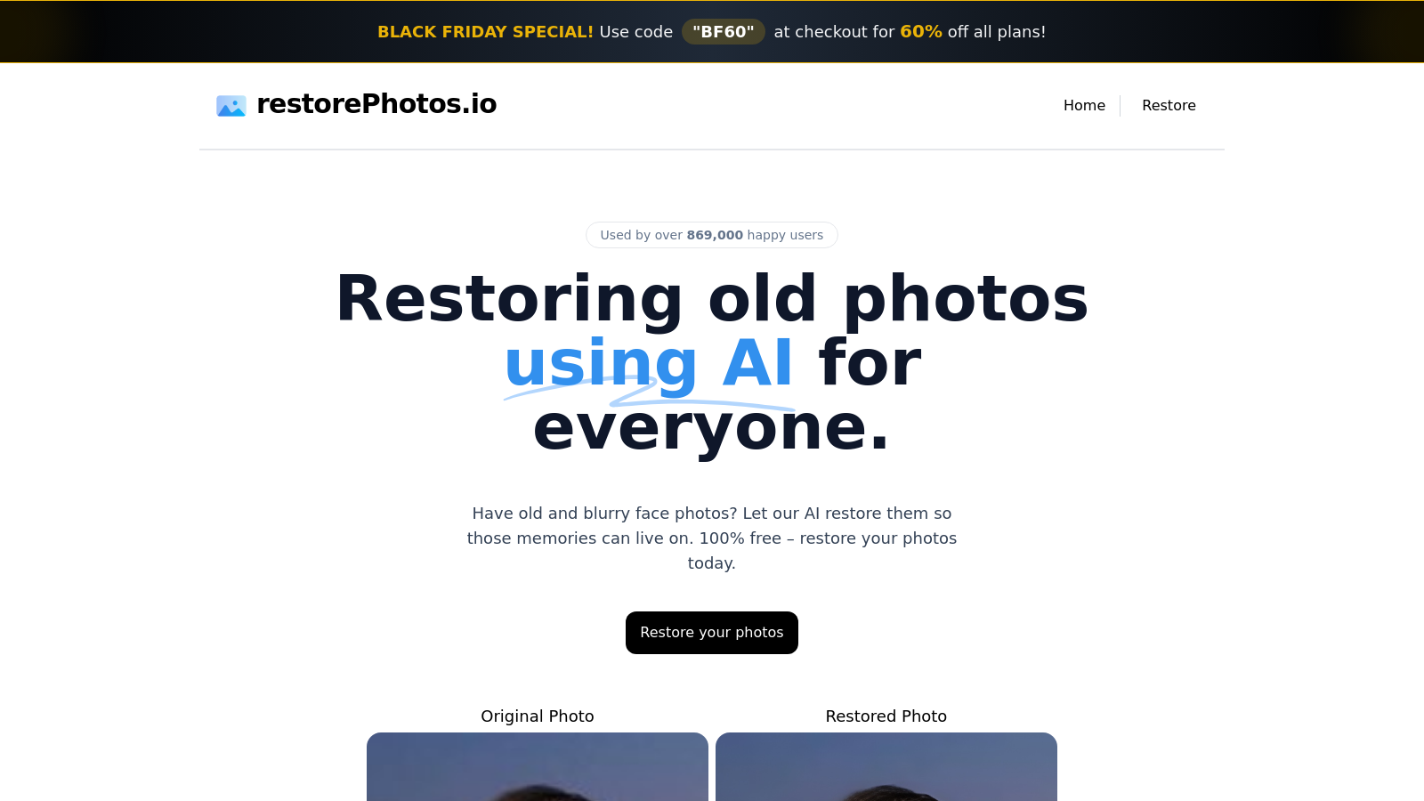 Face Photo Restorer Screenshot - Interface Voorbeeld