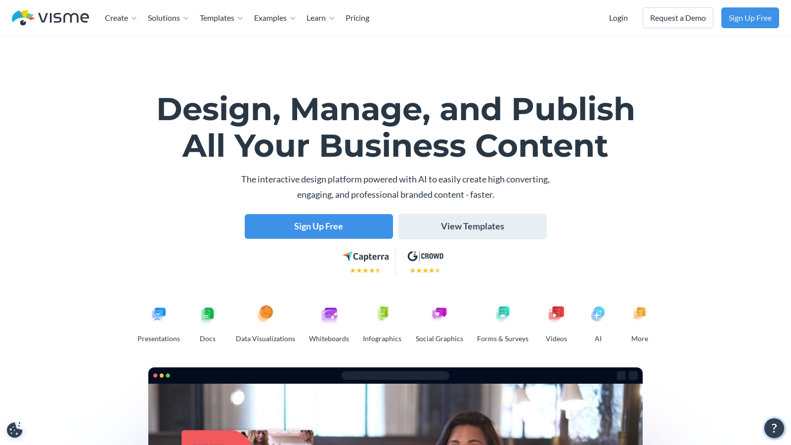Visme Screenshot - Anteprima dell'interfaccia