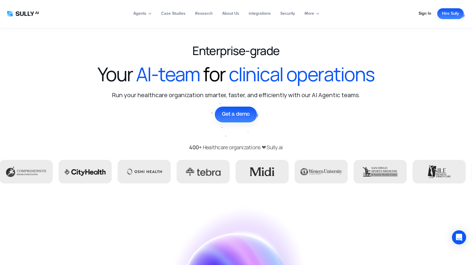 Capture d'écran de Sully.ai - Aperçu de l'interface