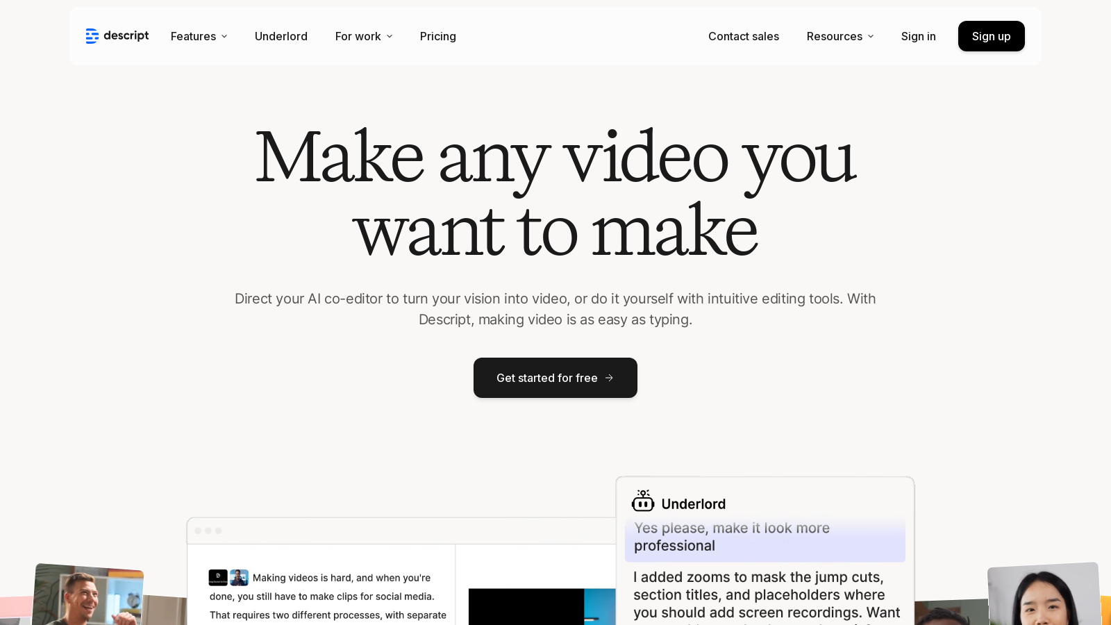 Descript Captura de tela - Prévia da interface