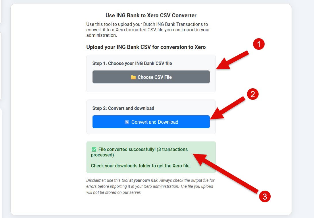 ING Bank to Xero CSV Converter Снимка - Преглед на интерфейса
