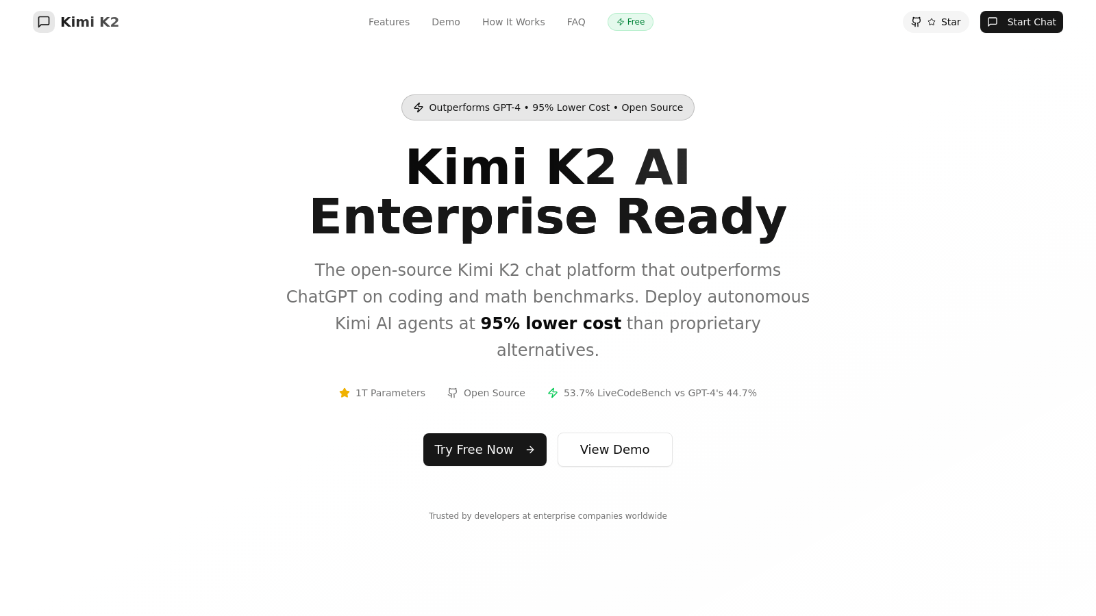Kimi K2 AI 截图 - 界面预览