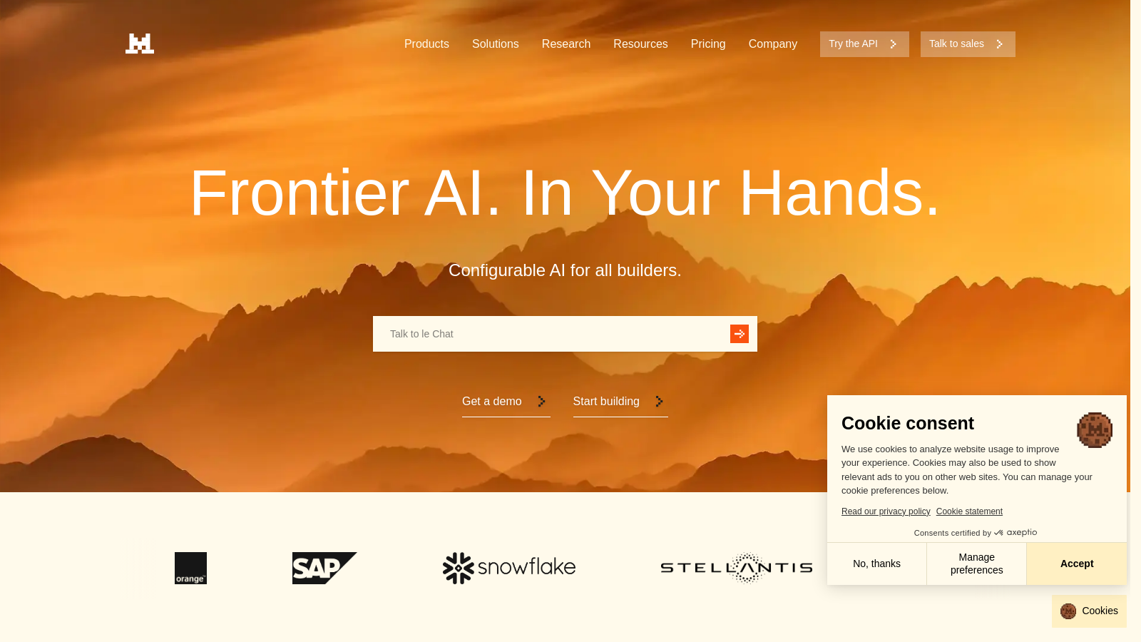 Captura de pantalla de Mistral AI - Vista previa de la interfaz