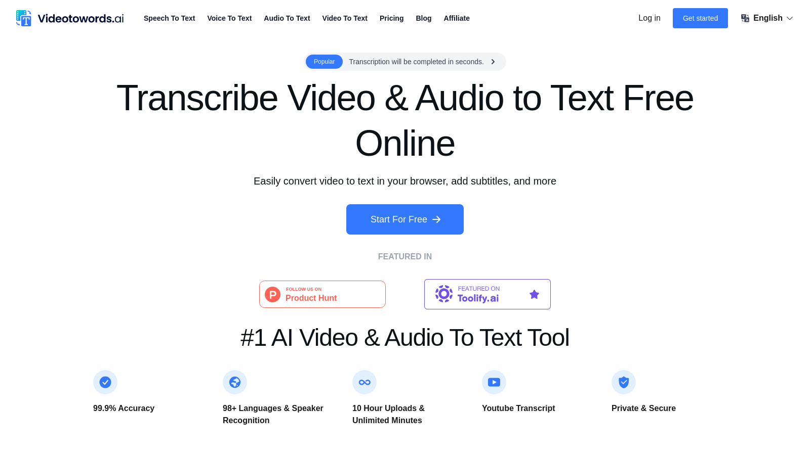 Videotowords Screenshot - Interface Preview