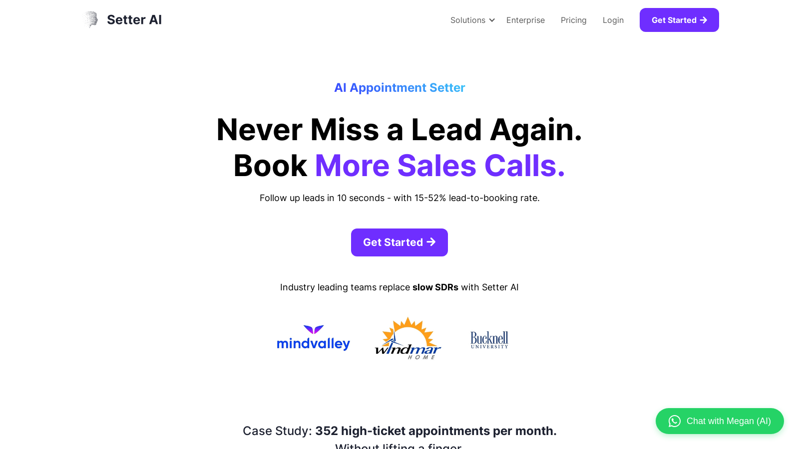 Captura de pantalla de Setter AI - Vista previa de la interfaz