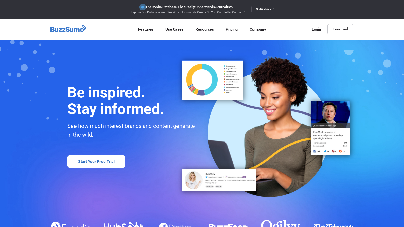 Captura de pantalla de BuzzSumo - Vista previa de la interfaz