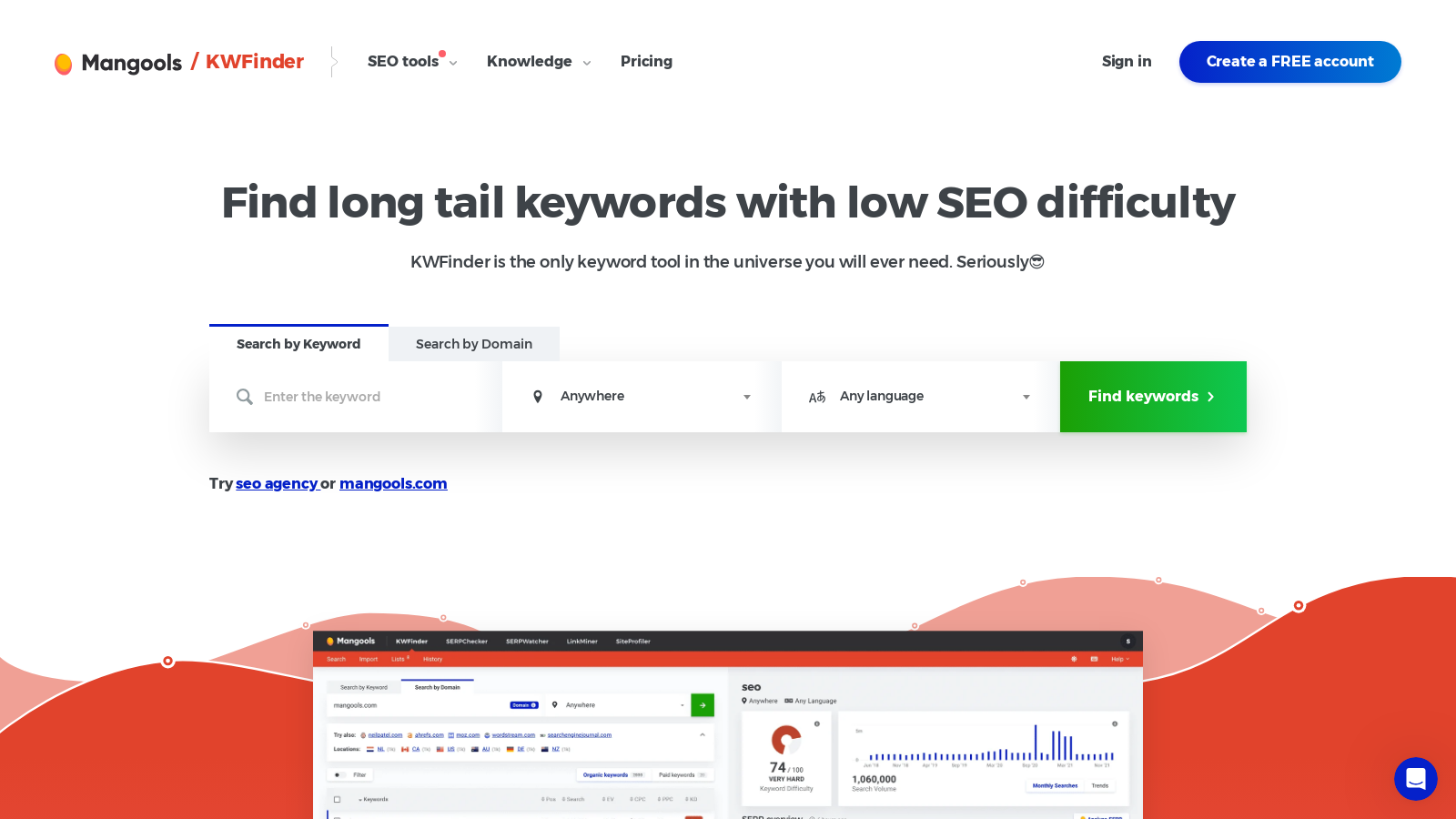 KWFinder Screenshot - Anteprima dell'interfaccia