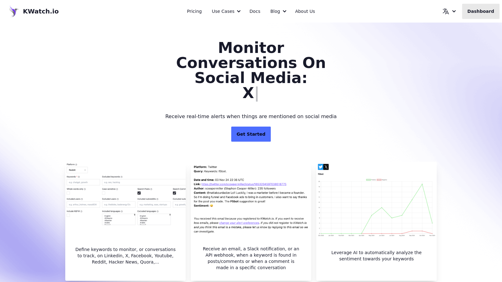 Capture d'écran de KWatch.io - Aperçu de l'interface