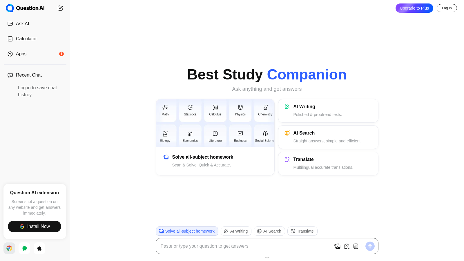 Question AI Screenshot - Anteprima dell'interfaccia