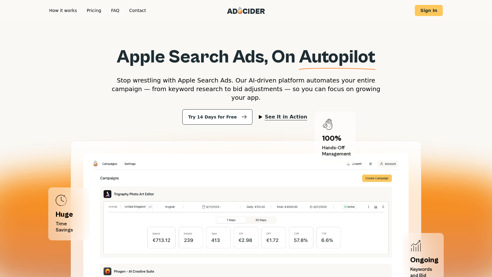 AdCider スクリーンショット - インターフェースプレビュー