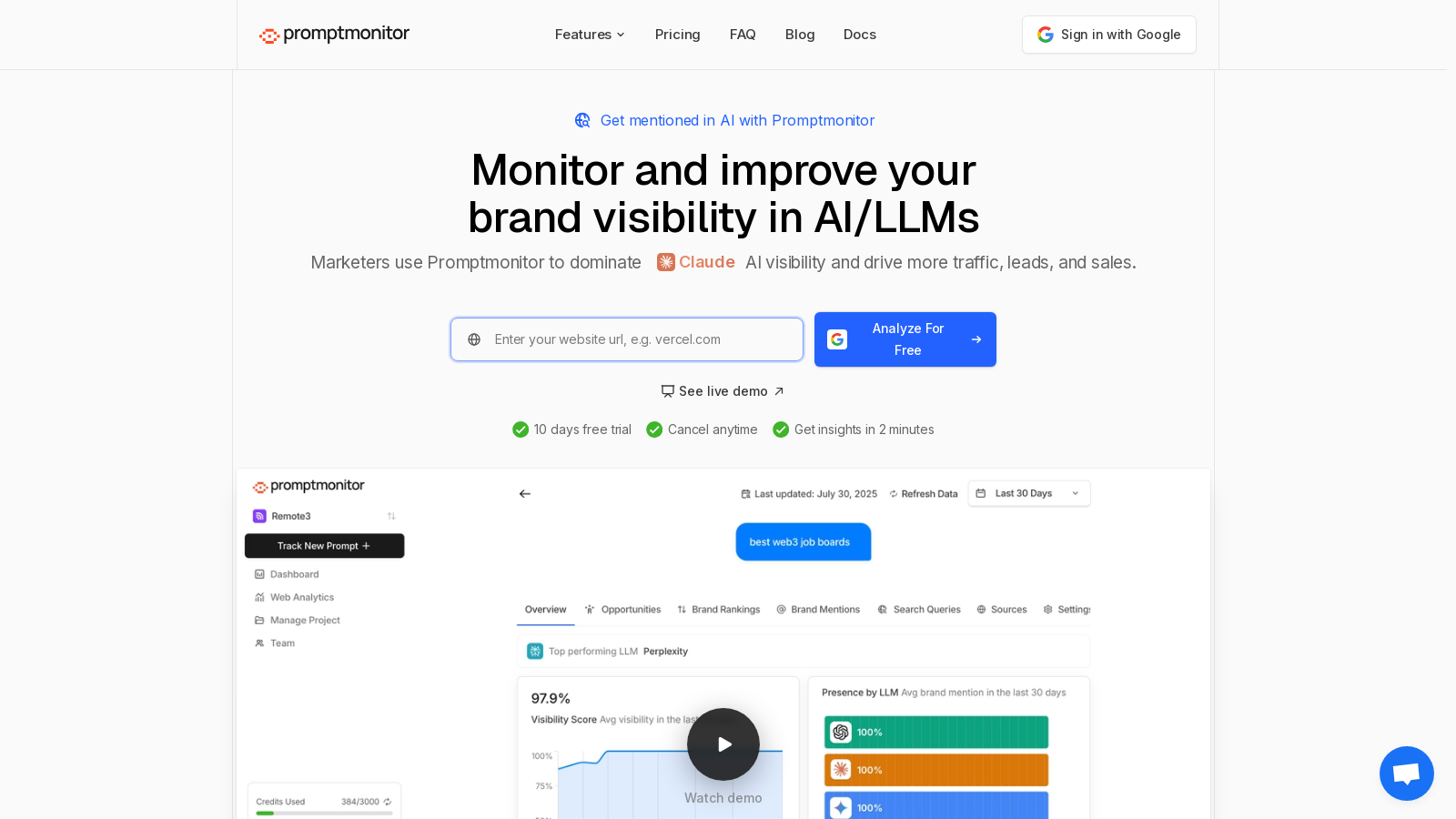 Promptmonitor Screenshot - Interface Preview