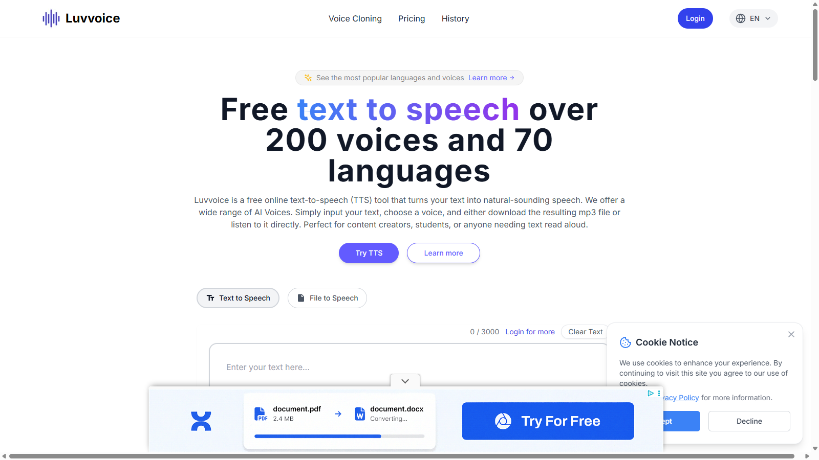 Luvvoice Screenshot - Anteprima dell'interfaccia
