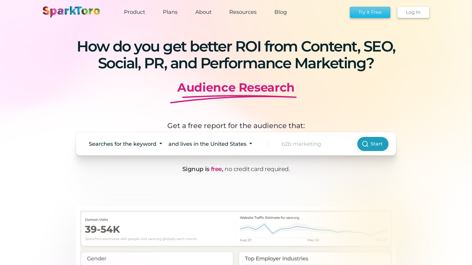 SparkToro Screenshot - Interface Voorbeeld