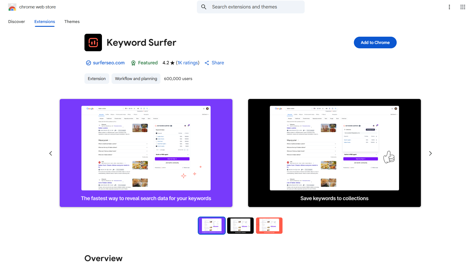 Keyword Surfer by SurferSEO Screenshot - Interface Preview