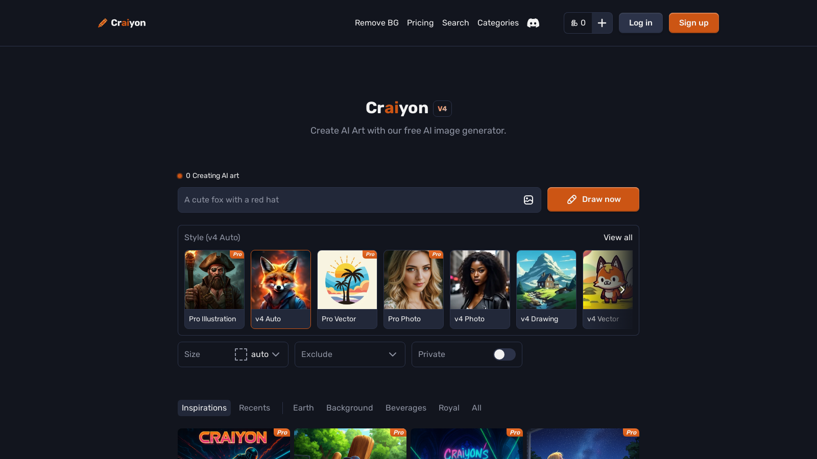 Captura de pantalla de Craiyon - Vista previa de la interfaz