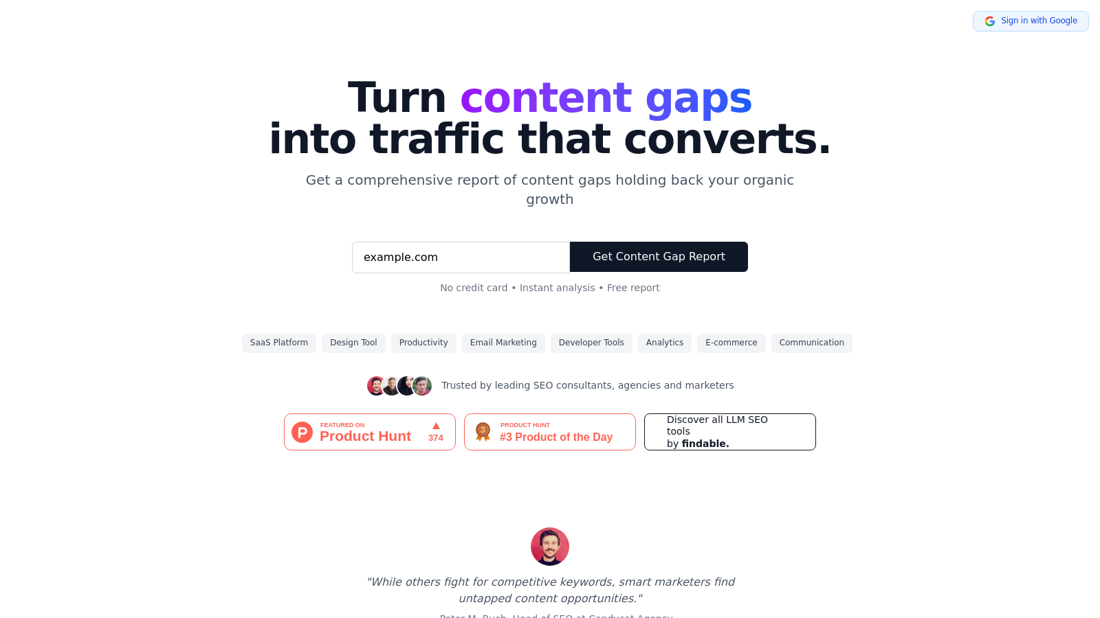 Content Gap Report 截图 - 界面预览