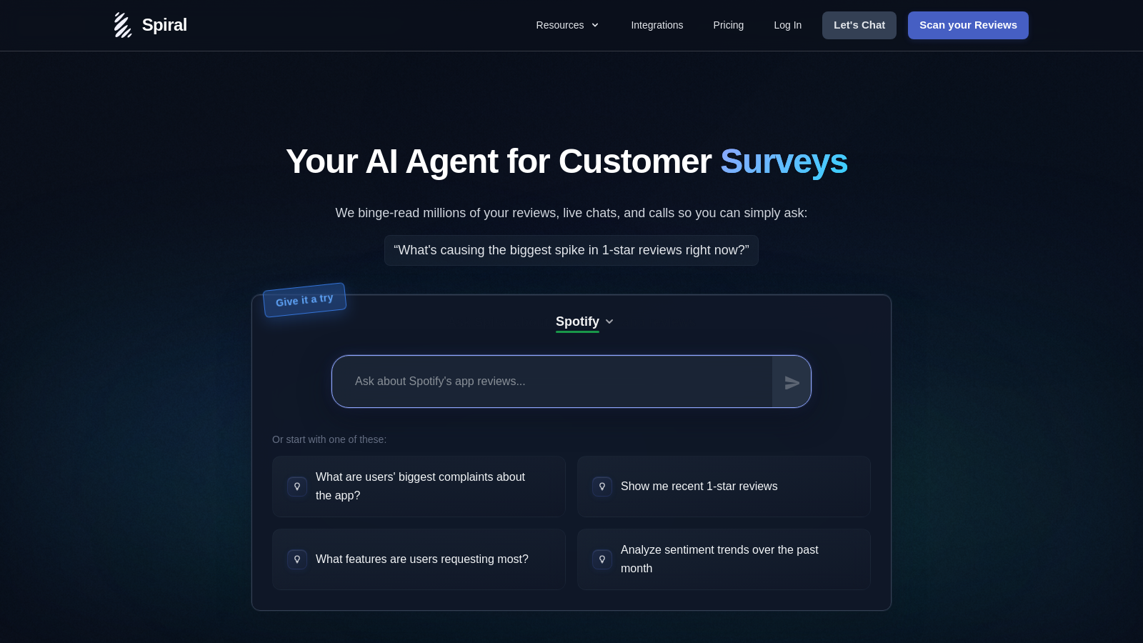 Capture d'écran de Spiral - Aperçu de l'interface