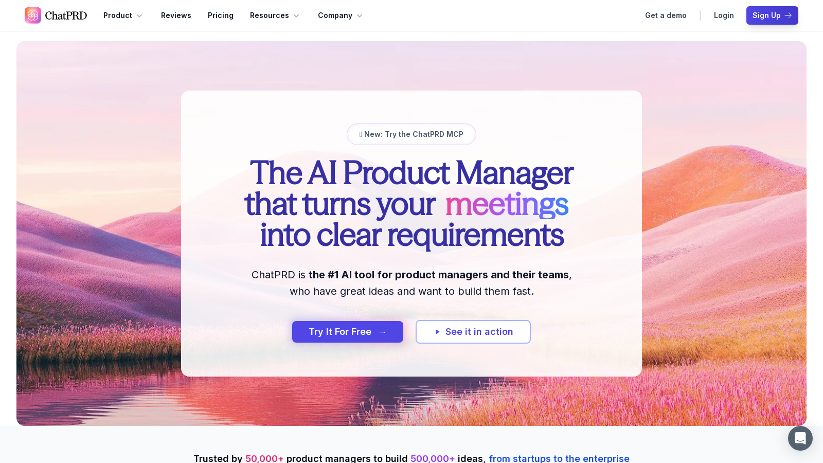 ChatPRD Captura de tela - Prévia da interface