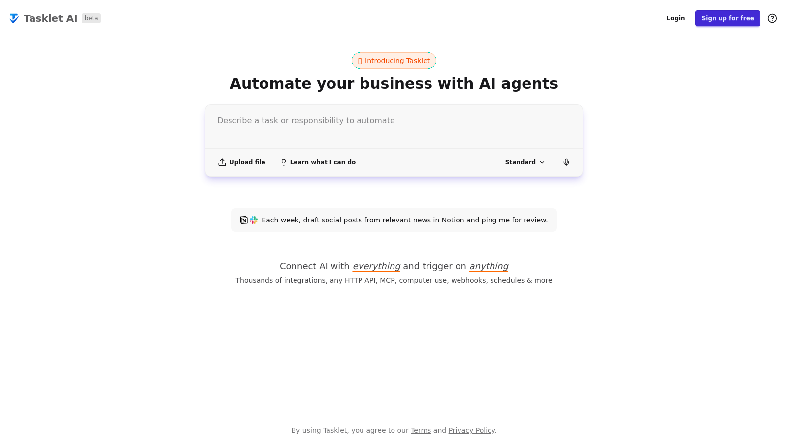 Tasklet Screenshot - Interface Voorbeeld
