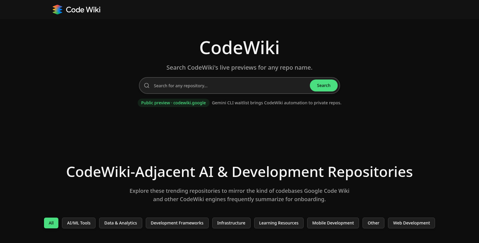 CodeWiki Screenshot - Interface Preview