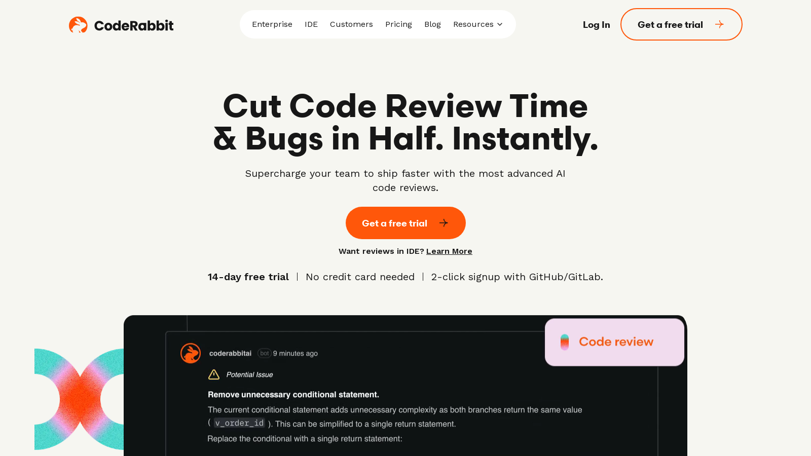 CodeRabbit Screenshot - Anteprima dell'interfaccia