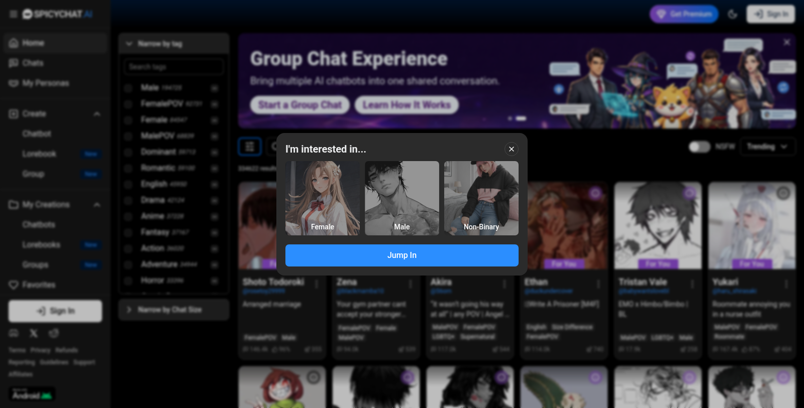 Spicychat Screenshot - Interface Preview