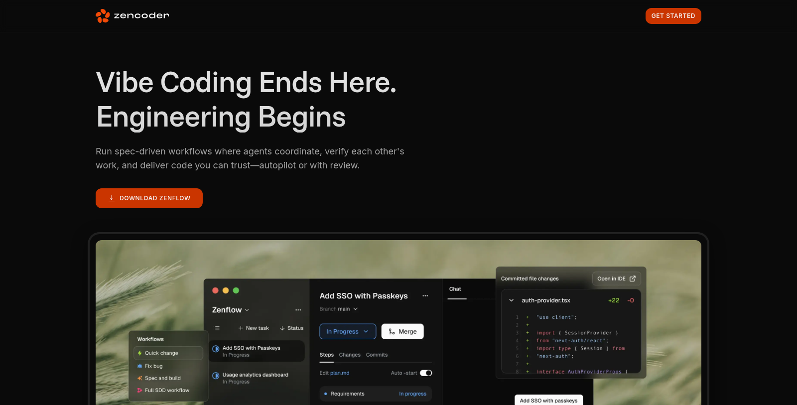 Zenflow स्क्रीनशॉट - इंटरफ़ेस पूर्वावलोकन