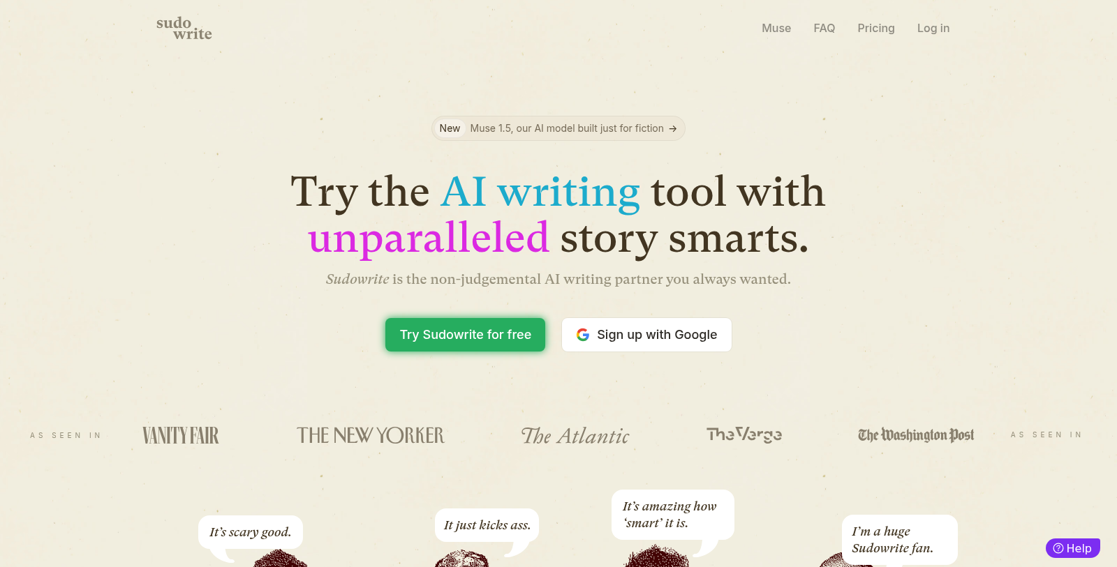 Sudowrite Screenshot - Interface Voorbeeld