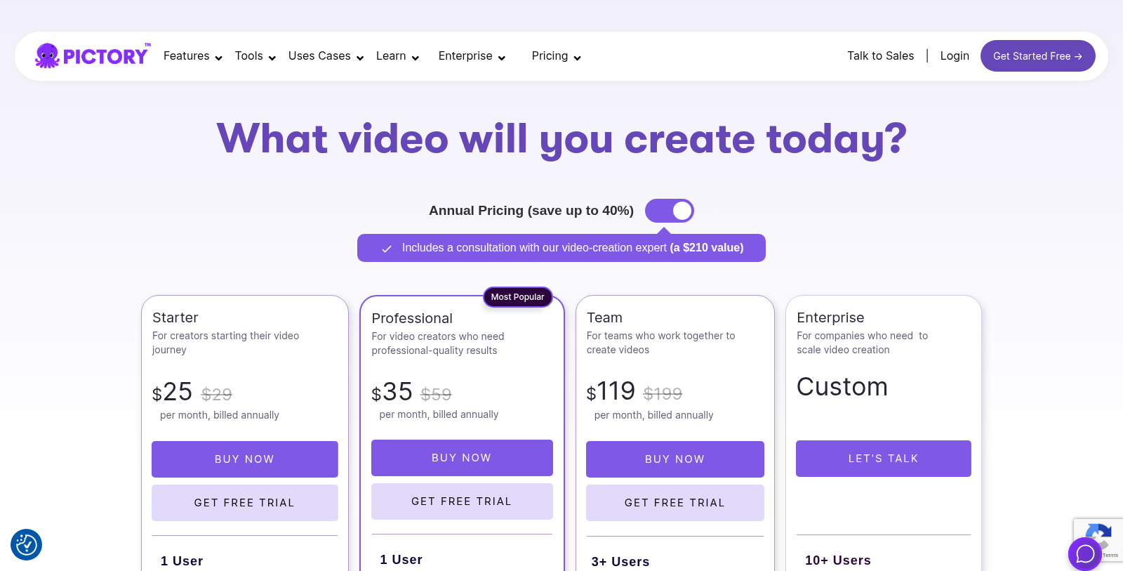 Captura de pantalla de Pictory - Vista previa de la interfaz