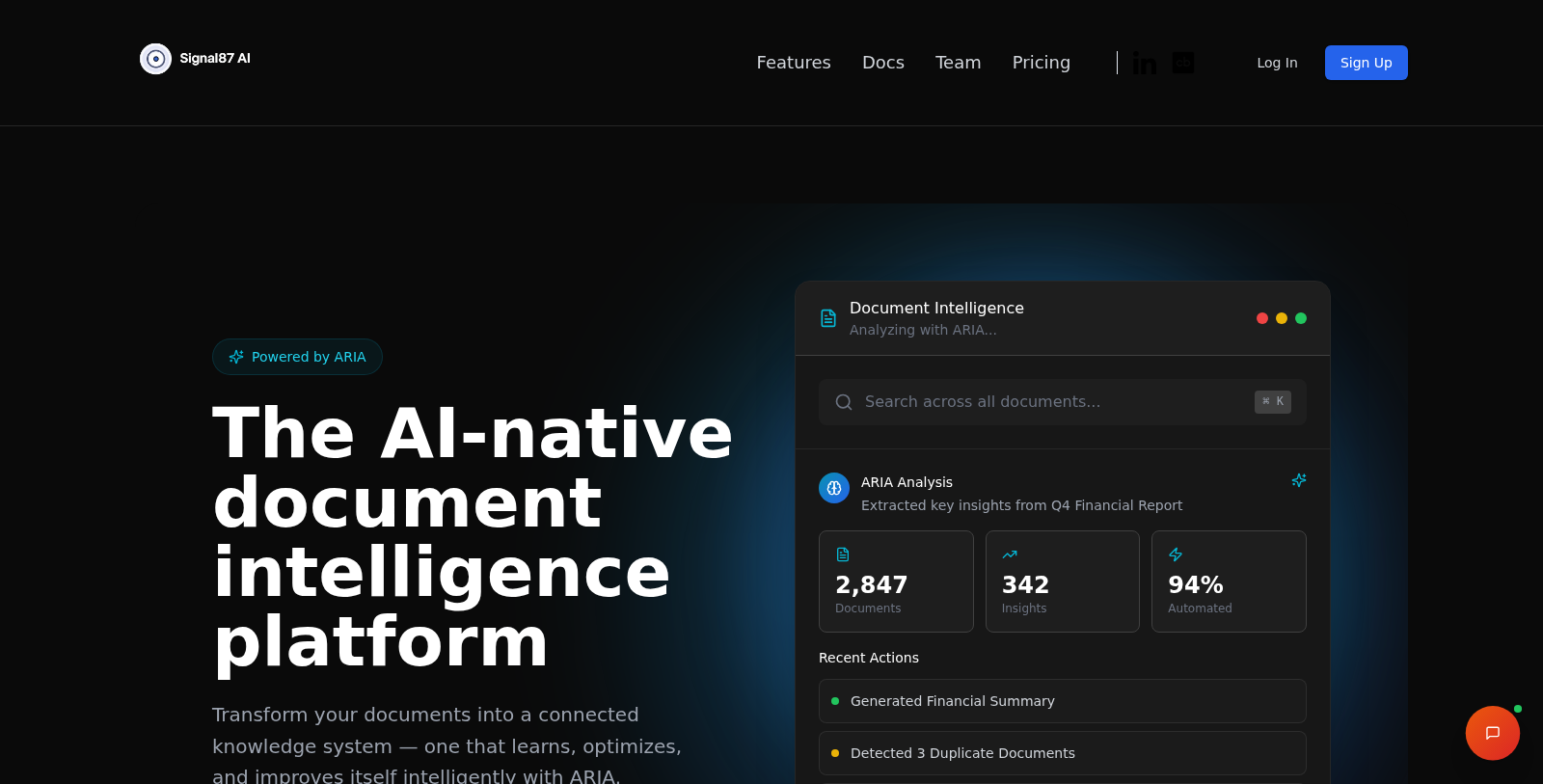 Signal87 AI Screenshot - Anteprima dell'interfaccia