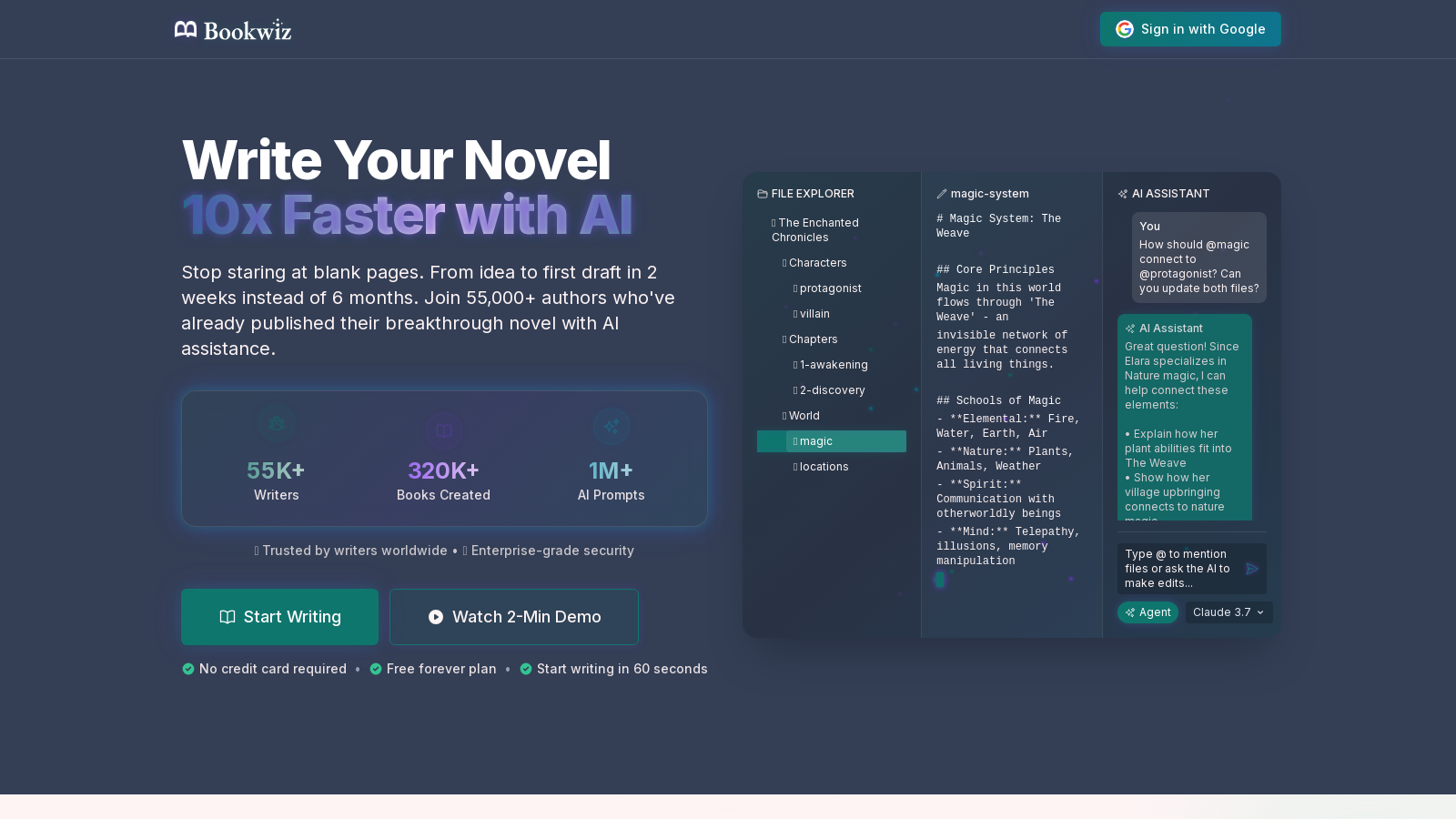Capture d'écran de Bookwiz - Aperçu de l'interface