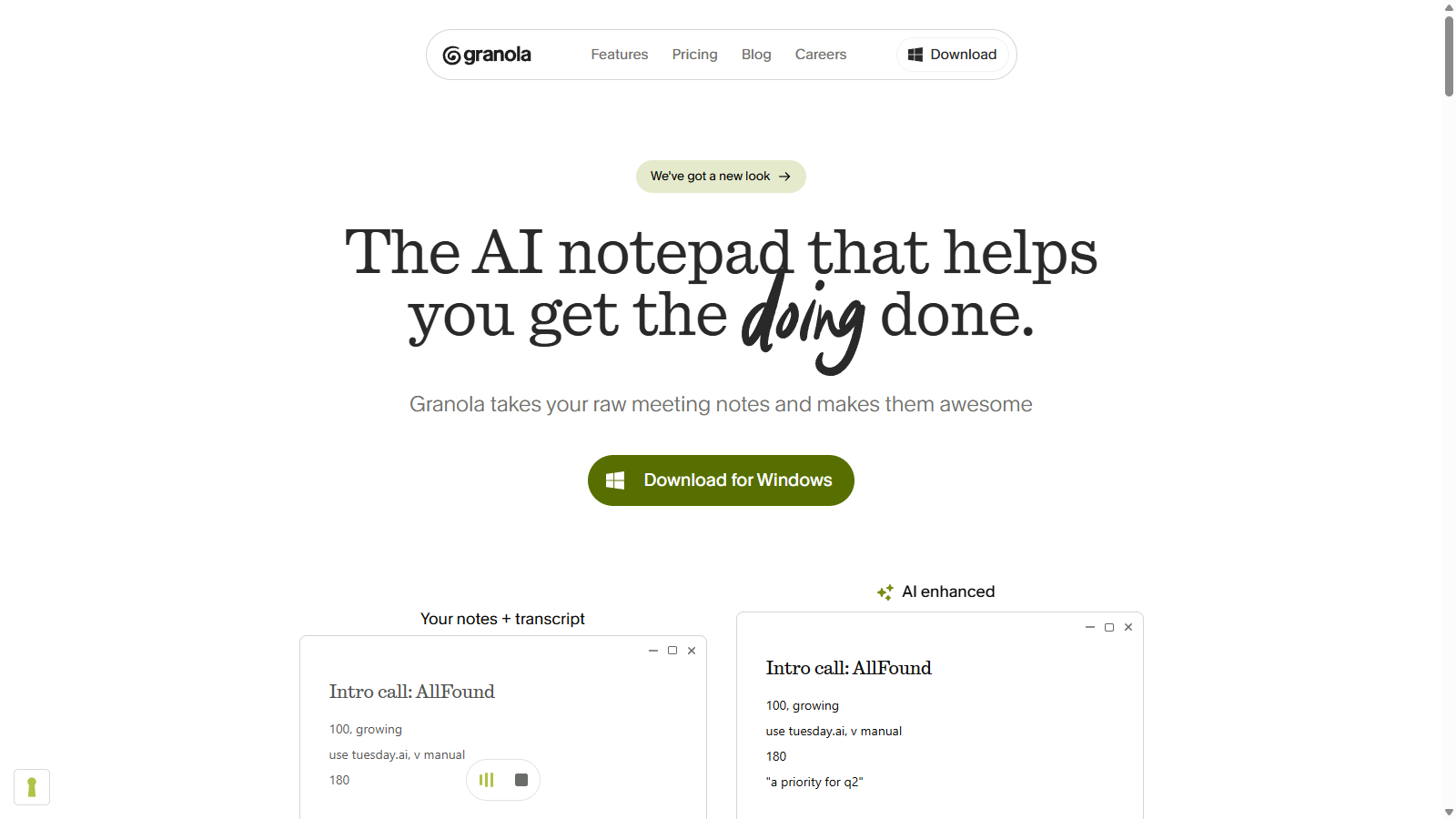 Granola スクリーンショット - インターフェースプレビュー