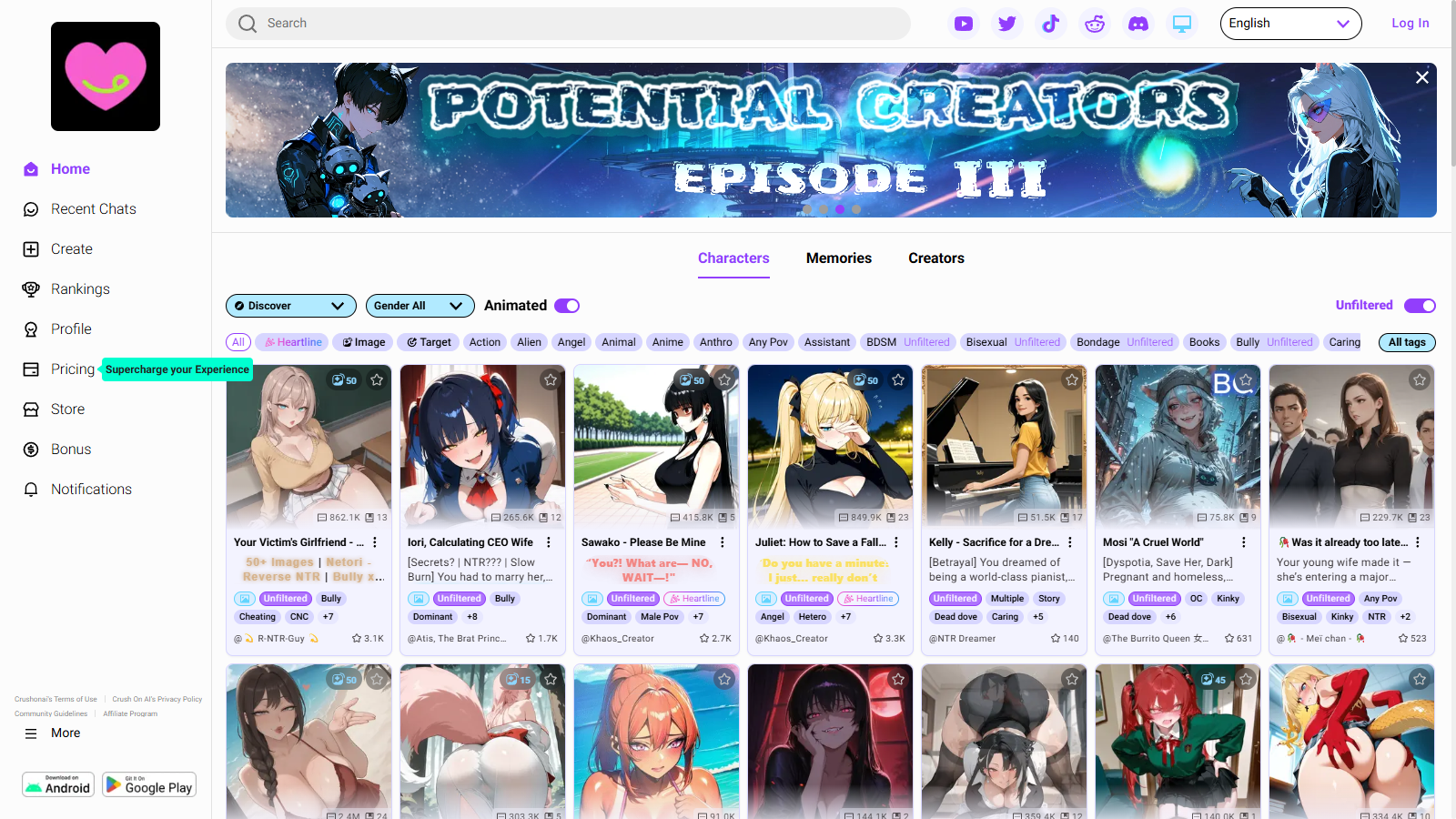 Crush On AI Screenshot - Interface Preview