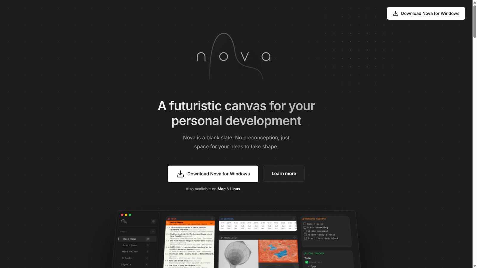 Nova Screenshot - Interface Preview