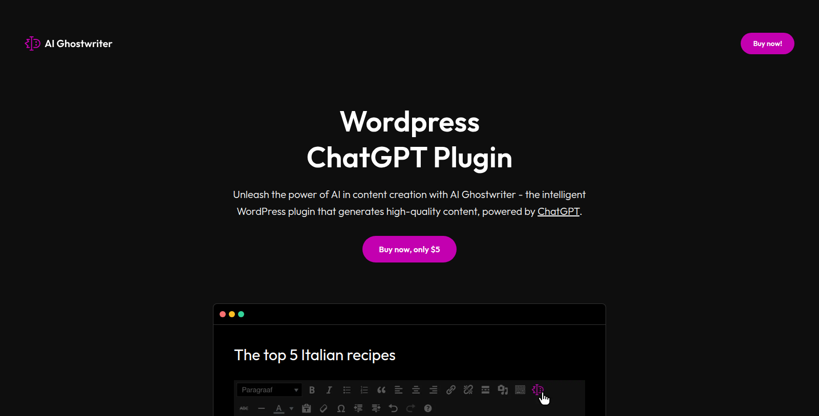 Captura de pantalla de AI Ghostwriter - Vista previa de la interfaz
