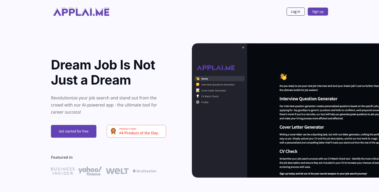 applai.me Captura de tela - Prévia da interface