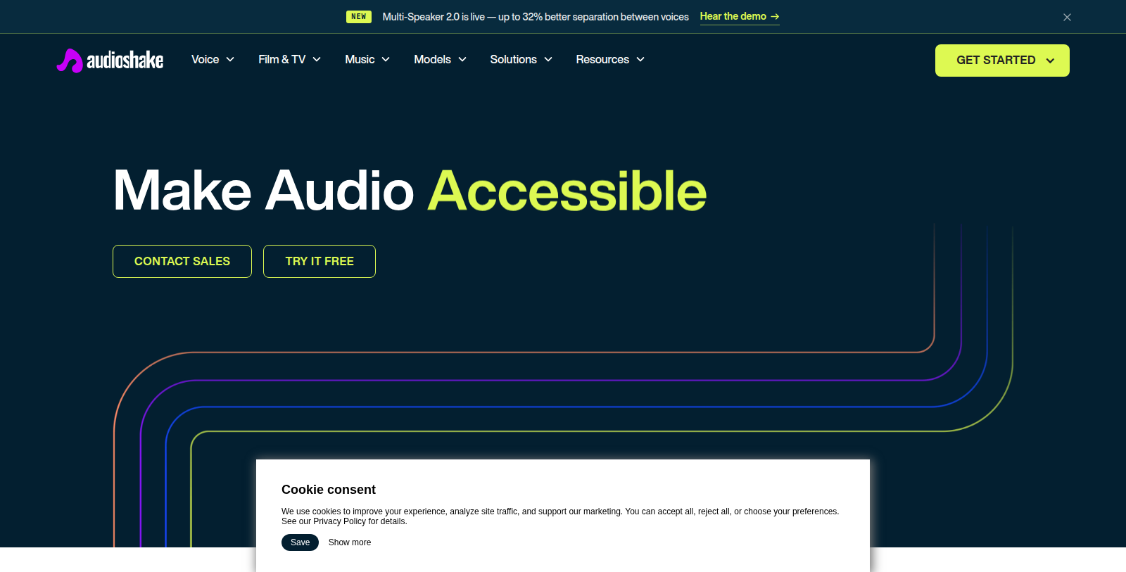 Captura de pantalla de AudioShake - Vista previa de la interfaz