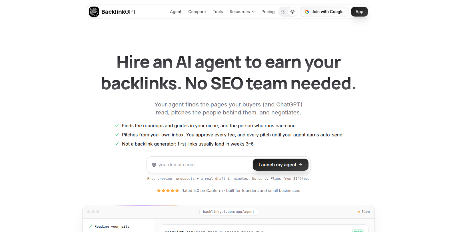 BacklinkGPT Снимка - Преглед на интерфейса