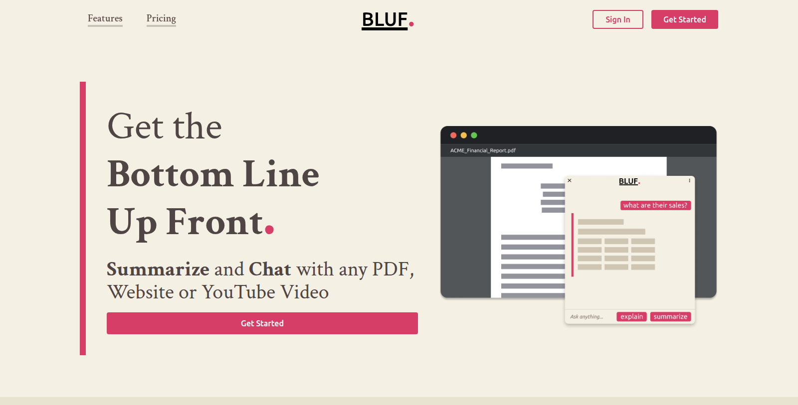 BLUF Screenshot - Interface Preview