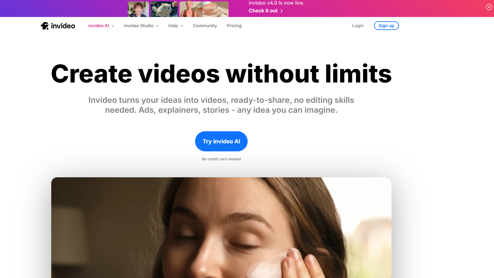 invideo AI Screenshot - Interface Voorbeeld
