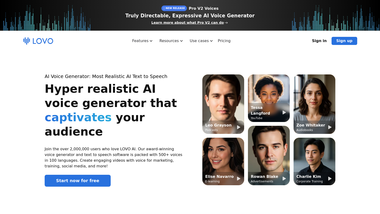 LOVO Screenshot - Anteprima dell'interfaccia